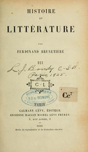 Cover of: Histoire et littérature by Ferdinand Brunetière
