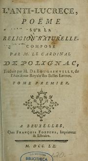 Cover of: L'Anti-Lucrèce: poème sur la religion naturelle
