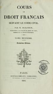Cover of: Cours de droit français by A. Duranton