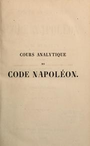 Cover of: Cours analytique de Code civil