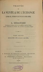 Cover of: Traité de la vente et de l'échange by Louis Vincent Guillouard