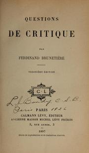 Cover of: Questions de critique by Ferdinand Brunetière