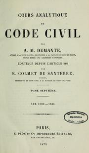 Cover of: Cours analytique de Code civil