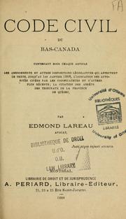 Cover of: Code civil du Bas-Canada-- by Québec (Province)