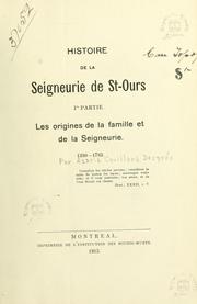 Cover of: Histoire de la seigneurie de St-Ours by Azarie Couillard- Després
