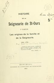 Cover of: Histoire de la seigneurie de St-Ours