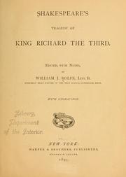 Cover of: Shakespeare's Tragedy of King Richard the Third by 