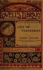 Cover of: Life of Thackeray ... by Anthony Trollope