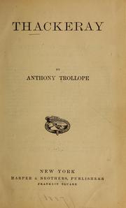 Cover of: Thackeray by Anthony Trollope