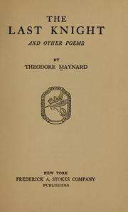 Cover of: The last knight, and other poems