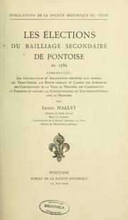 Cover of: Les élections du bailliage secondaire de Pontoise en 1789 --
