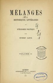 Cover of: Mélanges historiques, littéraires et d'économie politique