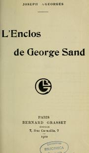 Cover of: L'Enclos de George Sand by Joseph Ageorges