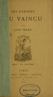 Cover of: Les paroles du vaincu by Léon Dierx
