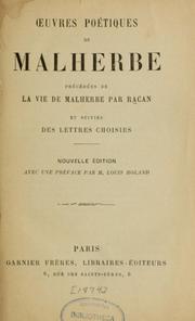 Cover of: Oeuvres poétiques: précédées de la vie de Malherbe