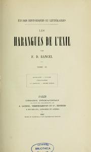 Cover of: Les Harangues de l'exil: études historiques et littéraires