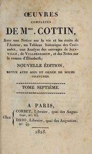 Cover of Oeuvres complètes de Mme Cottin by sophie ristaud cottin