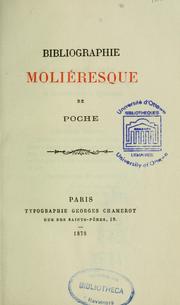 Cover of: Bibliographie moliéresque de poche by 