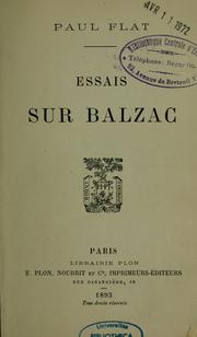 Cover of: Essais sur Balzac