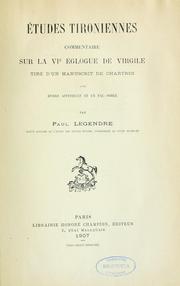 Cover of: Études tironiennes: commentaire sur la XVe Églogue de Virgile, tiré d'un manuscrit de Chartres