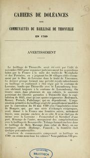 Cover of: Cahiers de doléances des communautés en 1789 ...