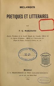 Cover of: Mélanges poétiques et littéraires by F.-G Marchand