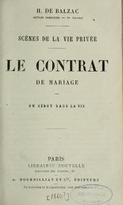 Cover of: Le contrat de mariage ; Un début dans la vie