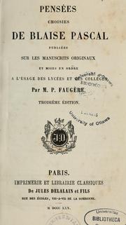 Cover of: Pensées choisies de Blaise Pascal by Blaise Pascal