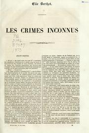 Cover of: Les crimes inconnus by Élie Berthet