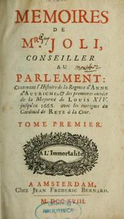 Cover of: Mémoires de Mr. Joli, conseiller du Parlement by Gui Joly