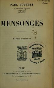 Cover of: Mensonges by Paul Bourget
