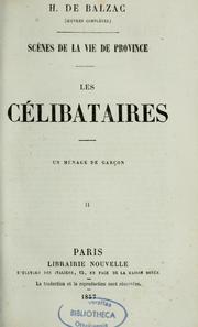 Cover of: Les Célibataires ; II. Un ménage de garçon