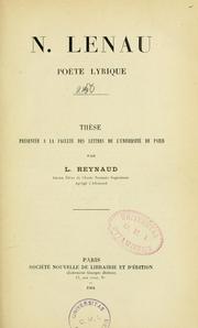 Cover of: N. Lenau, poète lyrique by Louis Reynaud