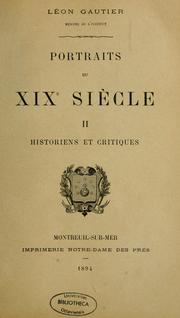 Cover of: Portraits du XIXe siècle by Léon Gautier
