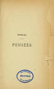 Cover of: Pensées