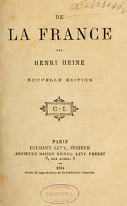 Cover of: De la France by Heinrich Heine