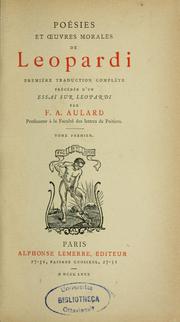 Cover of: Poésies et oeuvres morales de Leopardi by Giacomo Leopardi
