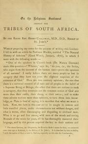 Cover of: On the religious sentiment amongst the tribes of South Africa by Henry Callaway