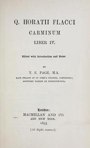 Cover of: Q. Horatii Flacci carminum liber IV by Horace