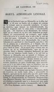 An Gaidheal og no sgeul Aindreais Lindsai by Religious Tract Society (Great Britain)