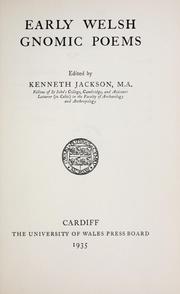 Early Welsh gnomic poems by Kenneth Jackson