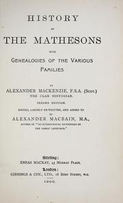 Cover of: History of the Mathesons by Alexander Mackenzie