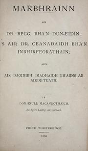 Marbhrainn air Dr. Begg, bha'n Dun-eidin by Munro, Donald of Lairg