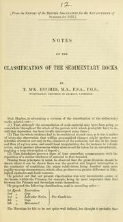 Cover of: Notes on the classification of the sedimentary rocks