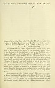 Memorandum on clay discs called "Spindle Whorls" and Votive Seals found at Sankisa, Behar, and other Buddhist ruins in the North Western provinces of India by J. H. Rivett-Carnac