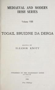 Cover of: Togail Bruidne Da Derga by Eleanor Knott