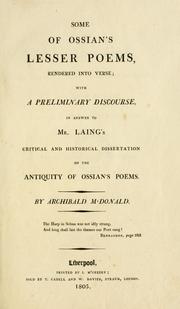 Some of Ossian's lesser poems rendered into verse by James Macpherson