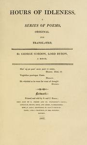 Cover of: Hours of idleness by Lord Byron