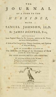 Cover of: The journal of a tour to the Hebrides by James Boswell