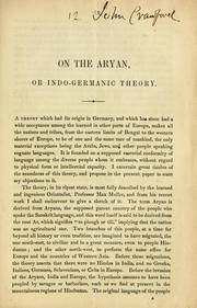 Cover of: On the Aryan, or Indo-Germanic theory by John Crawfurd